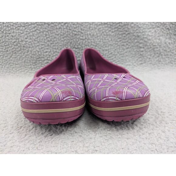Crocs Women's size 10 Purple Pink Plaid Flats Casual Shoes - Picture 4 of 12